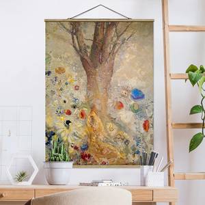 Wandkleed Odilon Redon De Boeddha textiel & massief hout (houtsoort) - Beige - 100cm x 133,5cm x 0,3cm - 100 x 134 cm