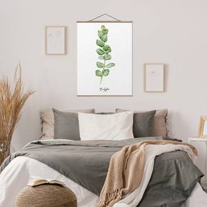Stoffbild Aquarell Botanik Eukalyptus Textil; Massivholz (Holzart) - Weiß - 100cm x 133,5cm x 0,3cm - 100 x 134 cm