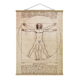 Tableau déco Da Vinci Toile et bois massif - Marron - 100 cm x 133,5 cm x 0,3 cm - 100 x 134 cm