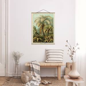 Tableau déco Jungle vintage Toile et bois massif - Vert - 100 cm x 133,5 cm x 0,3 cm - 100 x 134 cm