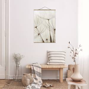 Wandkleed  Zacht Gras textiel & massief hout (houtsoort) - wit - 100cm x 150cm x 0,3cm - 100 x 150 cm