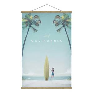 Tableau déco California Toile et bois massif - Turquoise - 100 cm x 150 cm x 0,3 cm - 100 x 150 cm