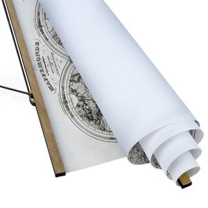 Tableau déco Carte des hémisphères Toile et bois massif - Noir / Blanc - 100 cm x 66,5 cm x 0,3 cm - 100 x 67 cm