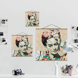 Stoffbild Frida Kahlo Collage No.1 Textil; Massivholz (Holzart) - Mehrfarbig - 50cm x 50cm x 0,3cm - 50 x 50 cm