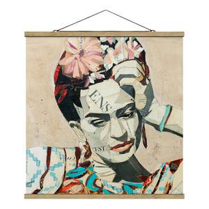 Wandkleed Frida Kahlo Collage No.1 textiel & massief hout (houtsoort) - meerdere kleuren - 80cm x 80cm x 0,3cm - 80 x 80 cm