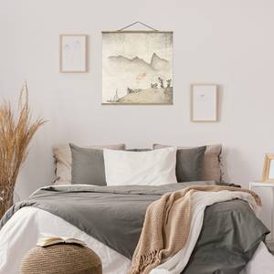 Stoffbild  Japanische Stille I Textil; Massivholz (Holzart) - Beige - 50cm x 50cm x 0,3cm - 50 x 50 cm