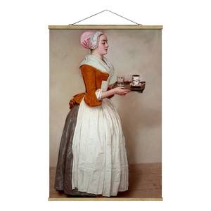 Stoffbild  Das Schokoladenmädchen Textil; Massivholz (Holzart) - Mehrfarbig - 100cm x 150cm x 0,3cm - 100 x 150 cm