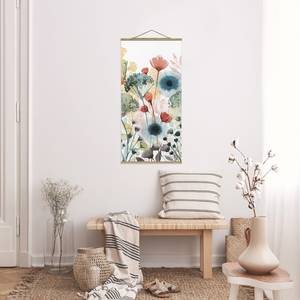 Stoffbild Wildblumen im Sommer I Textil; Massivholz (Holzart) - Mehrfarbig - 50cm x 100cm x 0,3cm - 50 x 100 cm