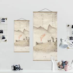 Tableau déco  Style Japonais II Toile et bois massif - Beige - 35 cm x 70 cm x 0,3 cm - 35 x 70 cm