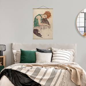Tableau déco Egon Schiele Femme assise Toile et bois massif - Multicolore - 35 cm x 52,5 cm x 0,3 cm - 35 x 53 cm