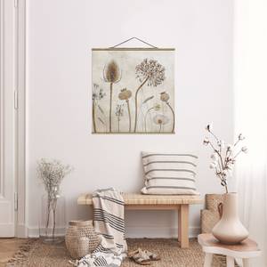 Wandkleed Growing Old I textiel & massief hout (houtsoort) - Beige - 80cm x 80cm x 0,3cm - 80 x 80 cm