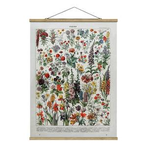 Wandkleed Vintage Bloemen IV textiel & massief hout (houtsoort) - meerdere kleuren - 100cm x 133,5cm x 0,3cm - 100 x 134 cm
