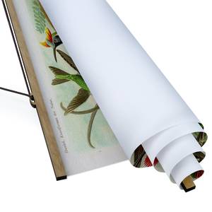 Tableau déco Vintage Planche Colibri Toile et bois massif - Multicolore - 100 cm x 133,5 cm x 0,3 cm - 100 x 134 cm