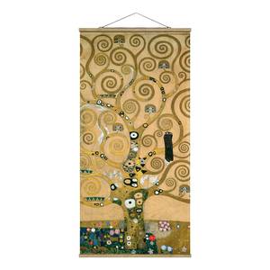 Tableau déco Gustav Klimt L’Arbre de vie Toile et bois massif - Doré - 50 cm x 100 cm x 0,3 cm - 50 x 100 cm