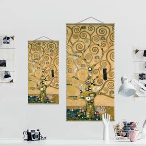 Tableau déco Gustav Klimt L’Arbre de vie Toile et bois massif - Doré - 50 cm x 100 cm x 0,3 cm - 50 x 100 cm