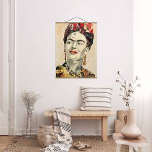 Wandkleed  Frida Kahlo Collage No.2 textiel & massief hout (houtsoort) - meerdere kleuren - 35cm x 46,5cm x 0,3cm - 35 x 47 cm