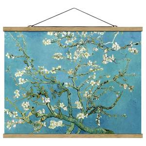 Quadro di tessuto Van Gogh Mandorlo Tessuto. Legno massello - Blu - 100cm x 75cm x 0,3cm - 100 x 75 cm