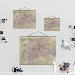 Stoffbild Vintage Stadtplan Berlin Textil; Massivholz (Holzart) - Mehrfarbig - 100cm x 75cm x 0,3cm - 100 x 75 cm