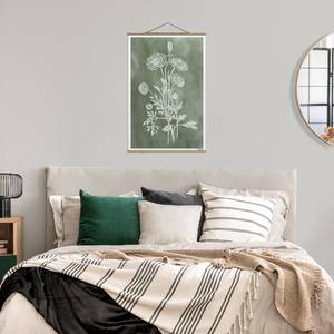 Wandkleed Vintage Illustratie Salie textiel & massief hout (houtsoort) - groen - 100cm x 150cm x 0,3cm - 100 x 150 cm