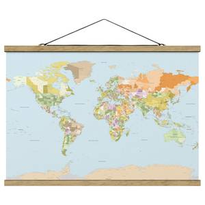 Tableau déco Carte politique II Toile et bois massif - Multicolore - 100 cm x 66,5 cm x 0,3 cm - 100 x 67 cm