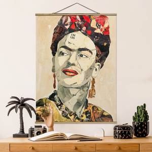 Wandkleed  Frida Kahlo Collage No.2 textiel & massief hout (houtsoort) - meerdere kleuren - 80cm x 106,5cm x 0,3cm - 80 x 107 cm