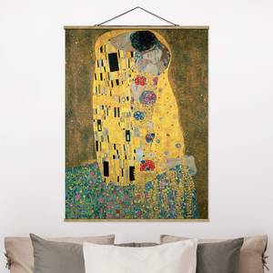 Quadro di tessuto Klimt  Il bacio Tessuto. Legno massello - Oro - 35cm x 46,5cm x 0,3cm - 35 x 47 cm