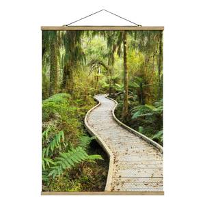 Wandkleed  Pad in de jungle textiel & massief hout (houtsoort) - groen - 50cm x 66,4cm x 0,3cm - 50 x 66 cm