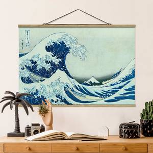 Quadro di tessuto L’onda di Kanagawa Tessuto. Legno massello - Blu - 35cm x 23,5cm x 0,3cm - 35 x 24 cm