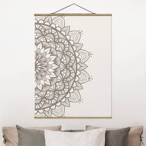 Wandkleed Mandala Illustration Shabby textiel & massief hout (houtsoort) - Grau - 80cm x 106,5cm x 0,3cm - 80 x 107 cm