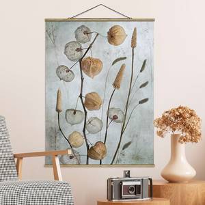 Tableau déco Physalis en automne Toile et bois massif - Beige - 35 cm x 46,5 cm x 0,3 cm - 35 x 47 cm