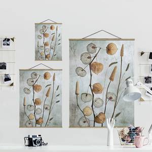 Tableau déco Physalis en automne Toile et bois massif - Beige - 35 cm x 46,5 cm x 0,3 cm - 35 x 47 cm