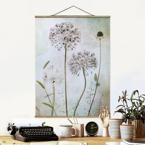 Stoffbild Lauchblüten in Pastell Textil; Massivholz (Holzart) - Beige - 50cm x 66,4cm x 0,3cm - 50 x 66 cm