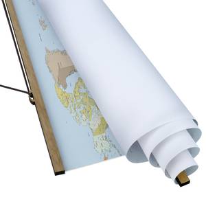 Stoffbild Politische Weltkarte I Textil; Massivholz (Holzart) - Mehrfarbig - 35cm x 26cm x 0,3cm - 35 x 26 cm