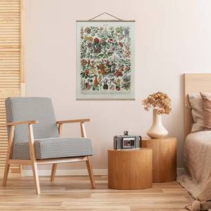 Wandkleed Vintage Bloemen II textiel & massief hout (houtsoort) - meerdere kleuren - 35cm x 46,5cm x 0,3cm - 35 x 47 cm