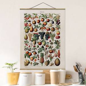 Wandkleed Vintage Vruchten textiel & massief hout (houtsoort) - meerdere kleuren - 35cm x 46,5cm x 0,3cm - 35 x 47 cm