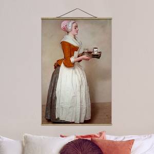Stoffbild  Das Schokoladenmädchen Textil; Massivholz (Holzart) - Mehrfarbig - 80cm x 120cm x 0,3cm - 80 x 120 cm