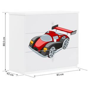 Kommode Babydreams Rennauto Weiß - Holzwerkstoff - 81 x 81 x 41 cm