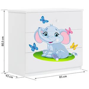 Kommode Babydreams Elefant Weiß - Holzwerkstoff - 81 x 81 x 41 cm