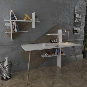 Schreibtisch-Set Deering (2-teilig) Weiß / Walnuss