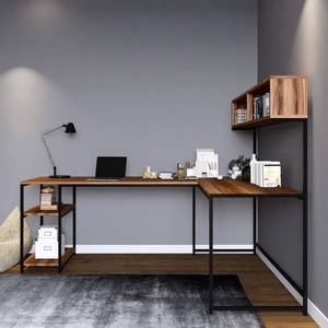 Bureau d’angle Billimari Imitation noyer / Noir