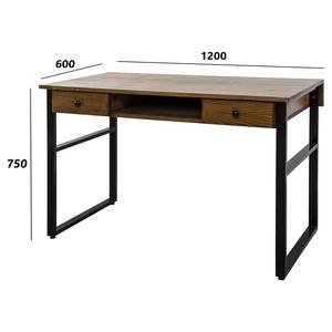 Schreibtisch Jerrold Kiefer massiv / Aluminium - Kiefer Braun / Schwarz