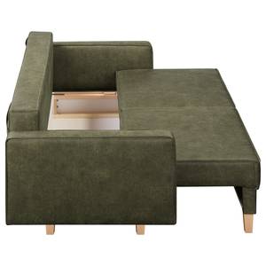 3-Sitzer Sofa MAISON Antiklederlook - Mischgewebe Xia: Antikgrün - Mit Schlaffunktion