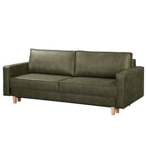 3-Sitzer Sofa MAISON Antiklederlook - Mischgewebe Xia: Antikgrün - Mit Schlaffunktion