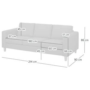 3-Sitzer Sofa MAISON Webstoff Lark: Schwarz - Ohne Schlaffunktion