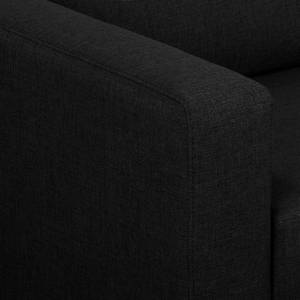 Canapé d’angle 1 places MAISON Tissu Lark: Noir - Méridienne courte à droite (vue de face)