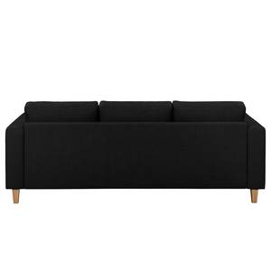 Ecksofa MAISON 2-Sitzer mit Longchair Webstoff Lark: Schwarz - Longchair davorstehend rechts