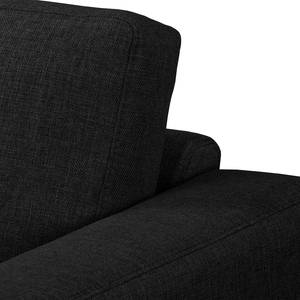 Ecksofa MAISON 2-Sitzer mit Longchair Webstoff Lark: Schwarz - Longchair davorstehend rechts