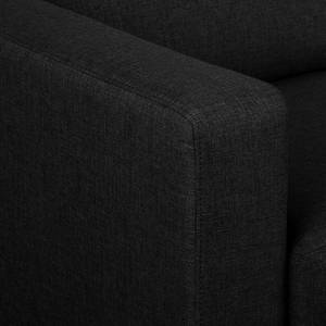 Ecksofa MAISON 2-Sitzer mit Longchair Webstoff Lark: Schwarz - Longchair davorstehend rechts