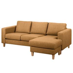 Ecksofa MAISON 2-Sitzer mit Longchair Webstoff - Webstoff Lark: Senfgelb - Longchair davorstehend rechts