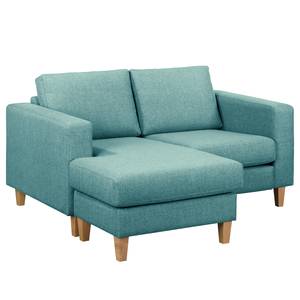 Ecksofa MAISON 1-Sitzer mit Longchair Webstoff Lark: Petrol - Longchair davorstehend links